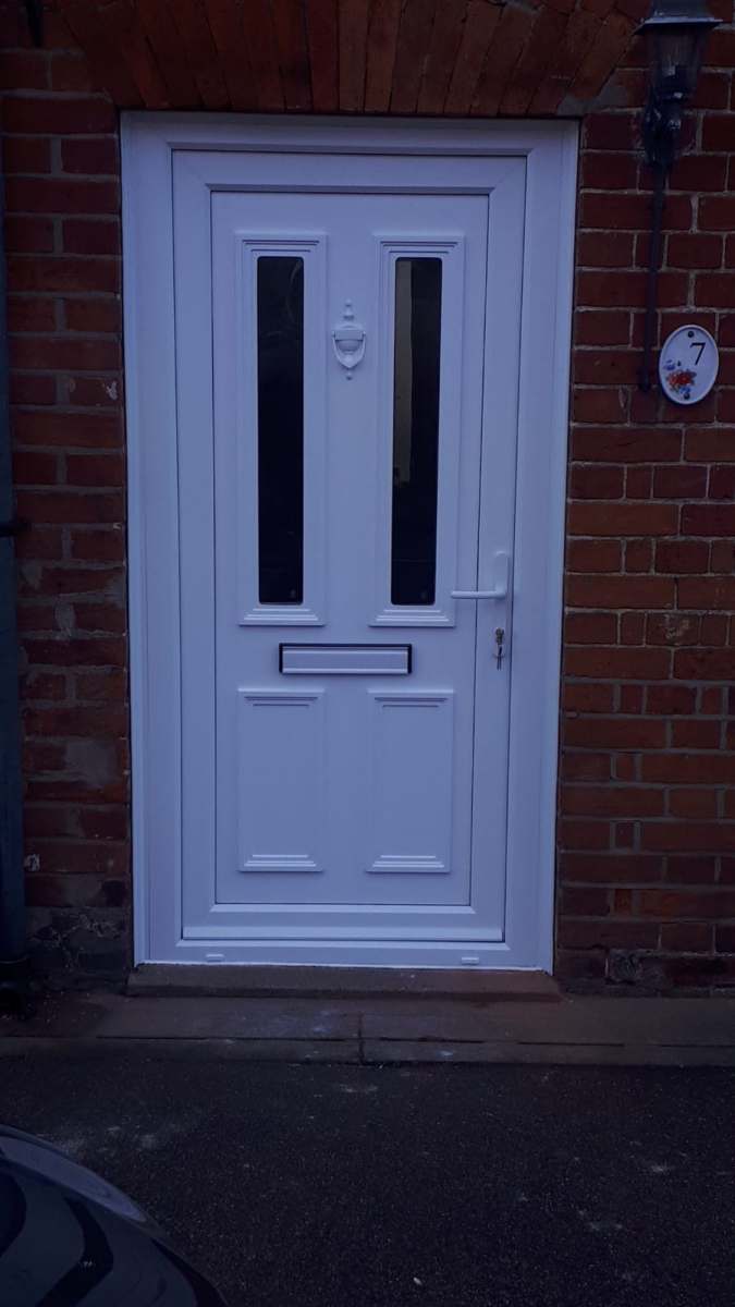 White front door installation in Holland-on-Sea, Essex by A&E Window Doctor