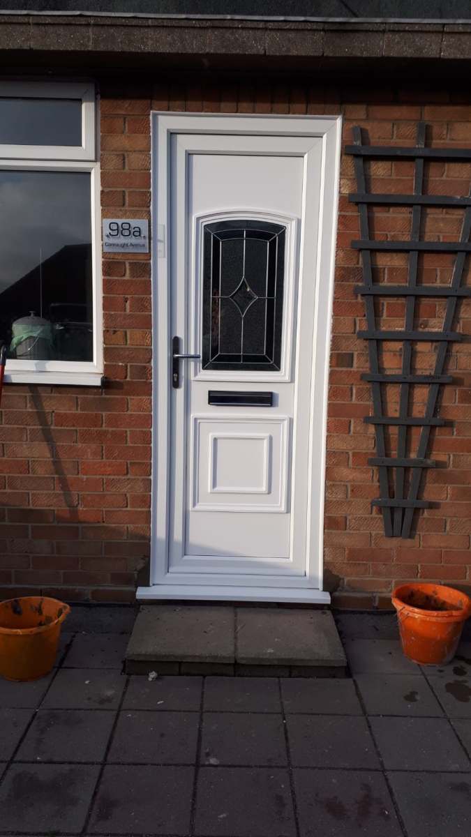 White uPVC front door fitted in Holland-on-Sea, Essex by A&E Window Doctor