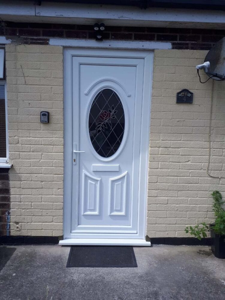White uPVC front door replacement in Manningtree, Essex by A&E Window Doctor